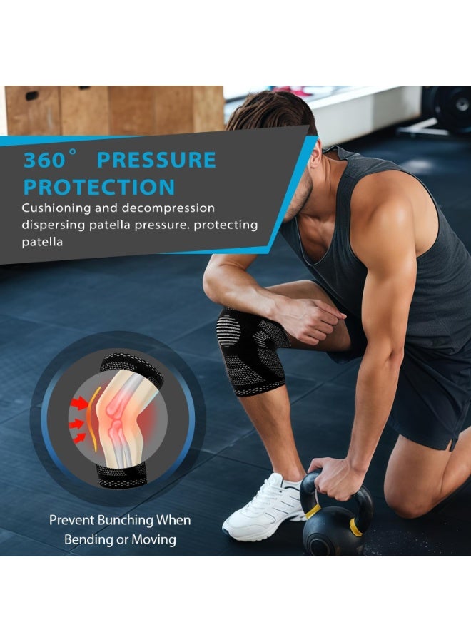 OSHIMA Active Knee Cap Support for Men & Women, Pain Relief Knee Brace Non-slip Knee Brace Compression Knee Supporte, Knee Bandage for Running Compression Knee Supporte for Joint Support Injury Recovery(L) - Image 4